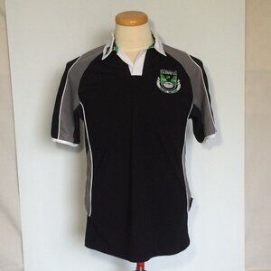 Guinness Beer Rugby Ireland Mens Polo Shirt Medium Black Logo Short Sleeve